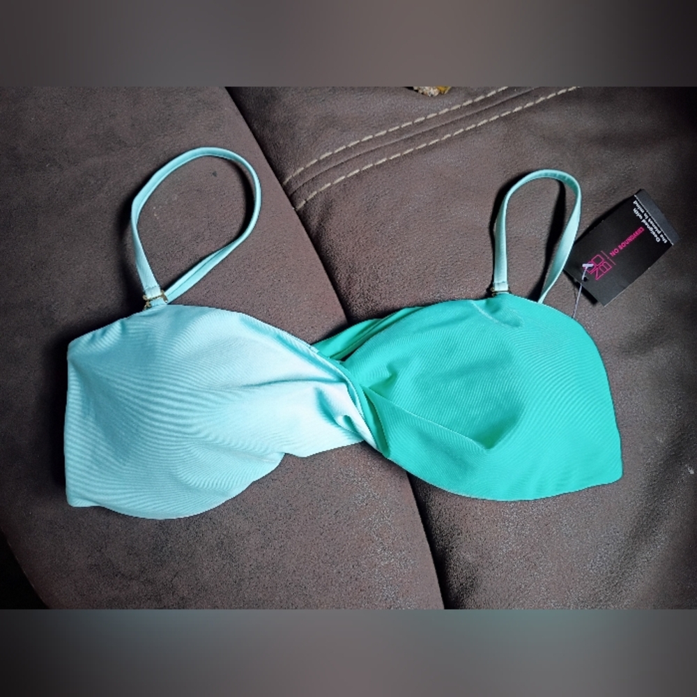 No Boundaries Light Blue and Teal Bikini Top
